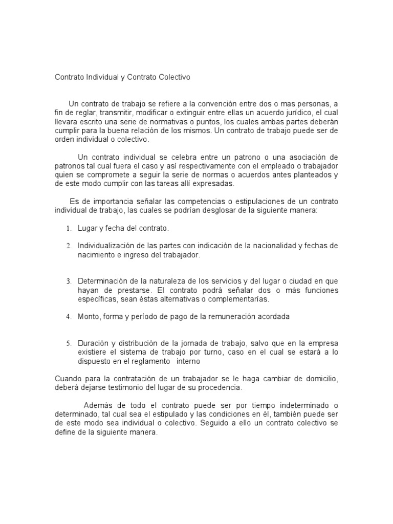 Partes de un contrato individual de trabajo