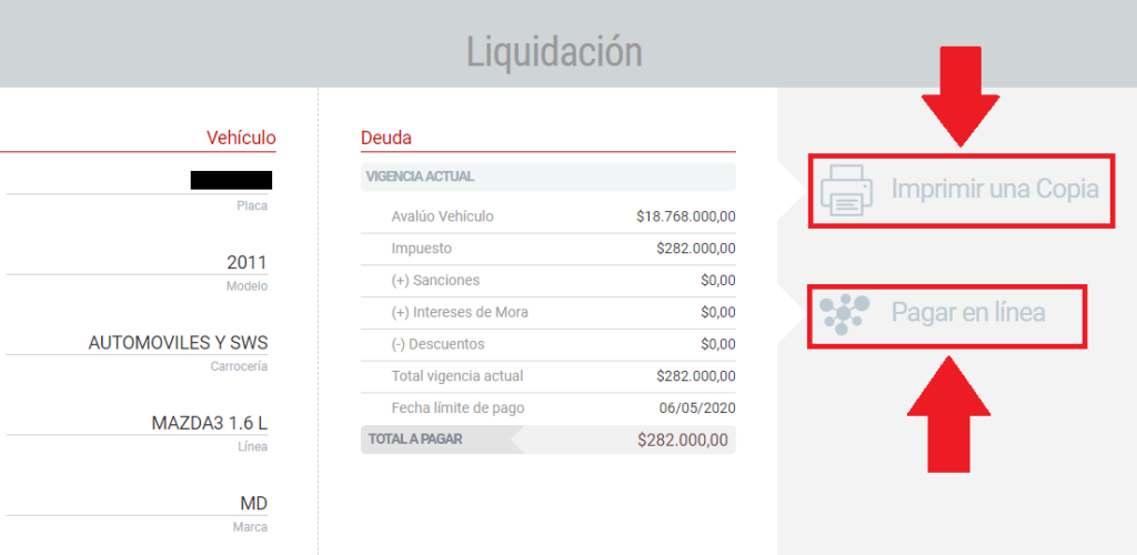 Consulta impuestos vehiculos cali