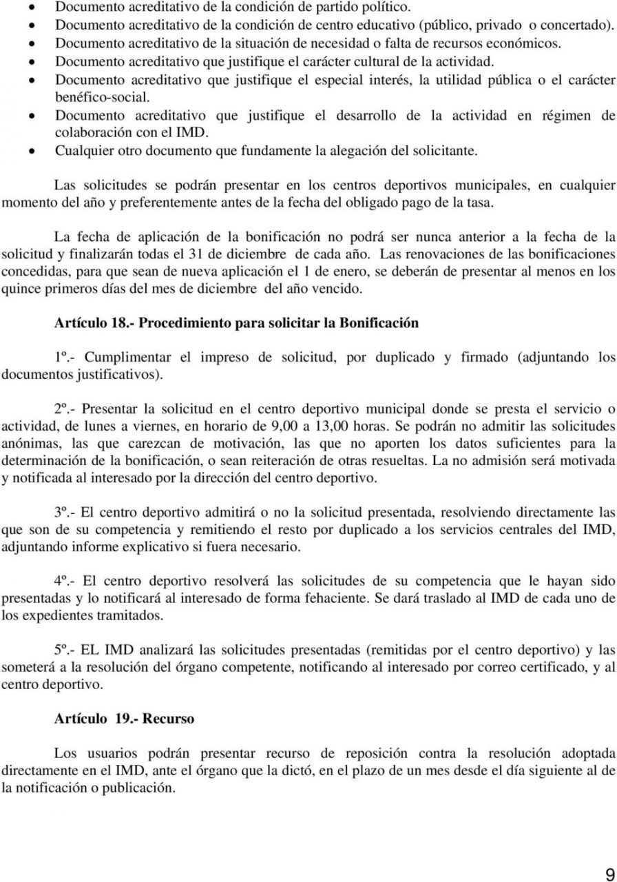 Solicitud de centro deportivo