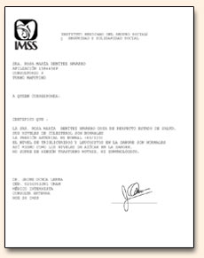 Certificado medico centro de salud