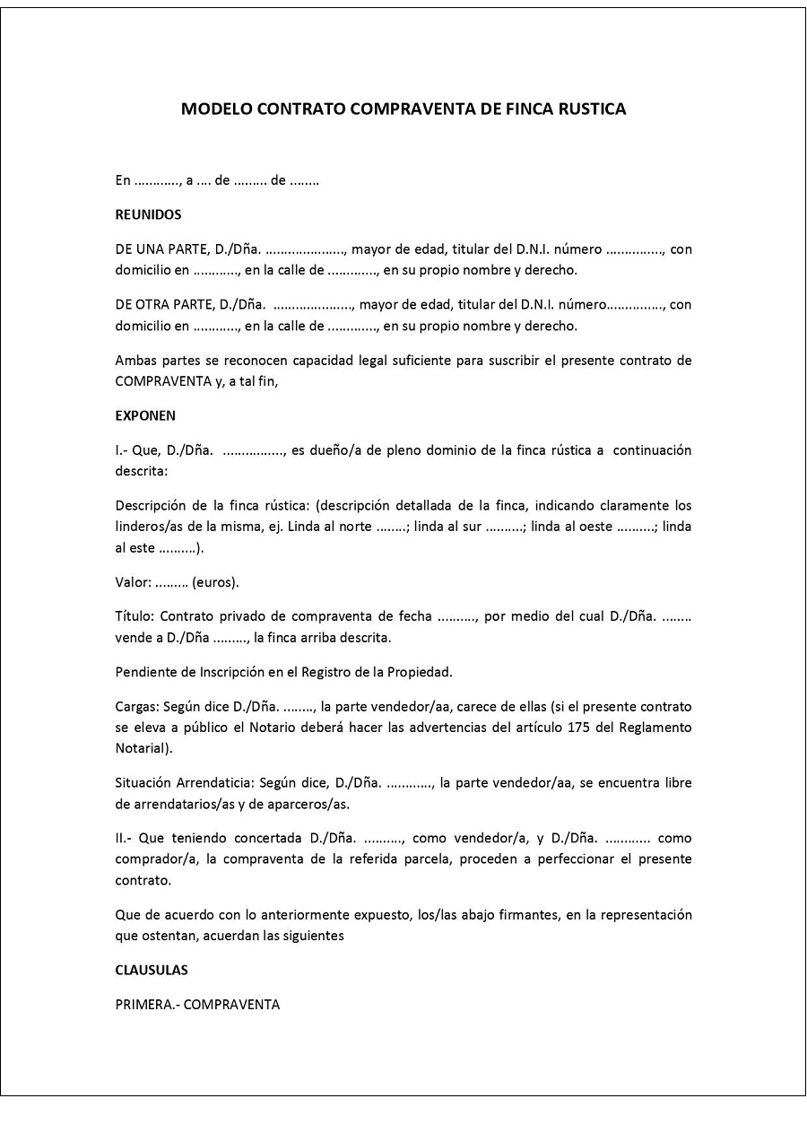 Formato de contrato de compraventa de terreno