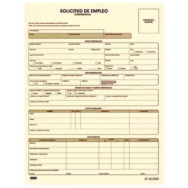 Solicitud de empleo requisitos