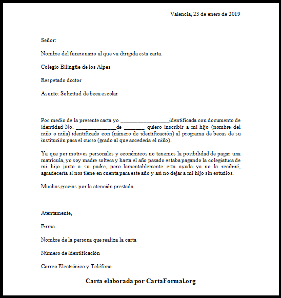 Como redactar una carta para solicitar una beca