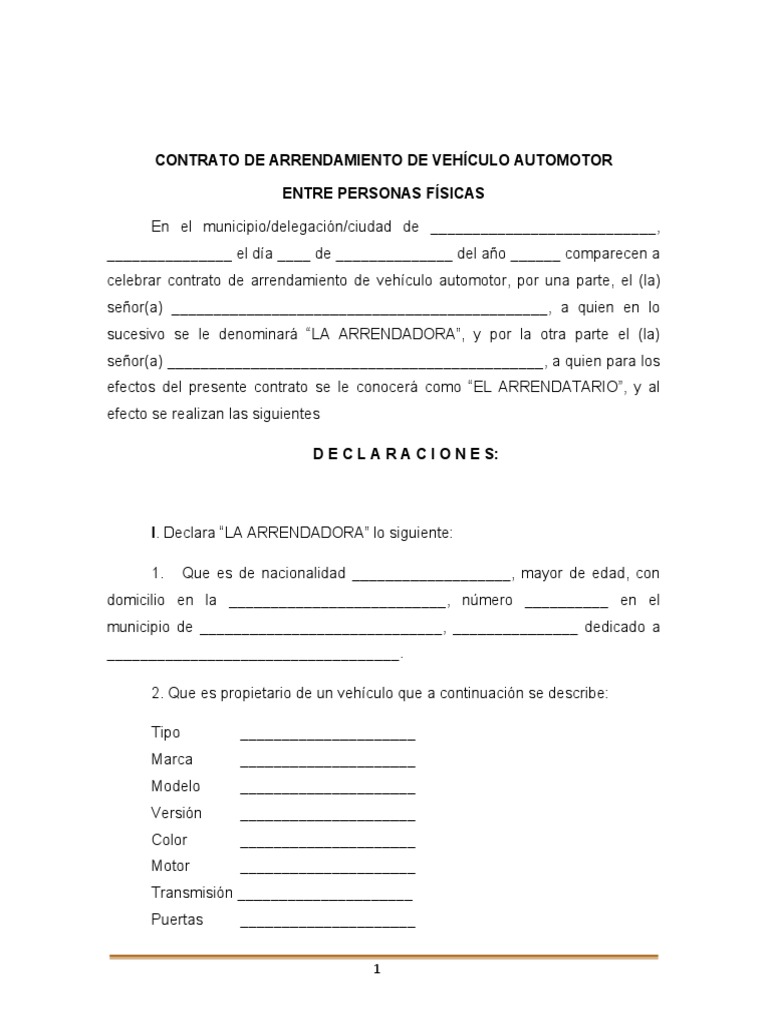 Contrato de arrendamiento de vehiculo uber