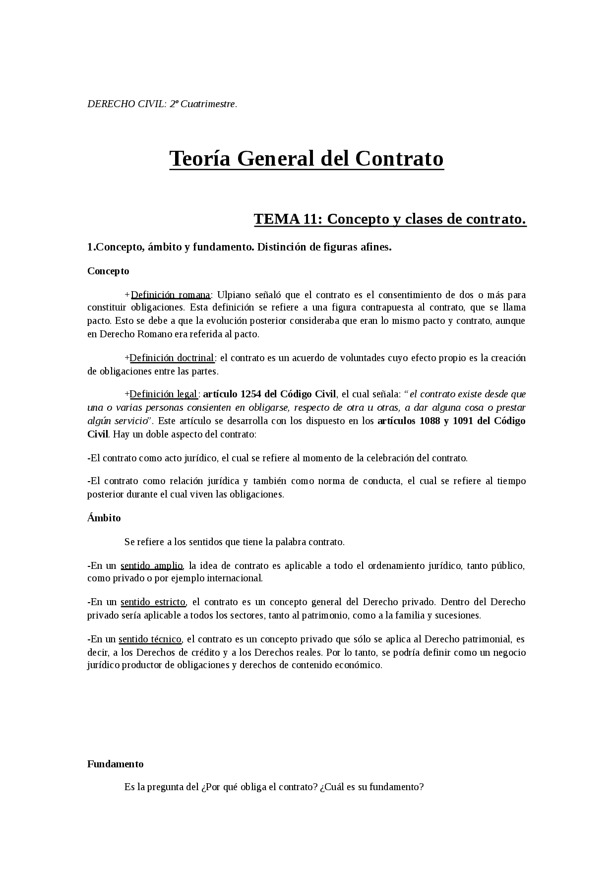 Definicion de contrato civil