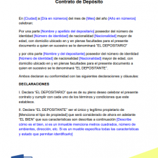 Formato de contrato de deposito