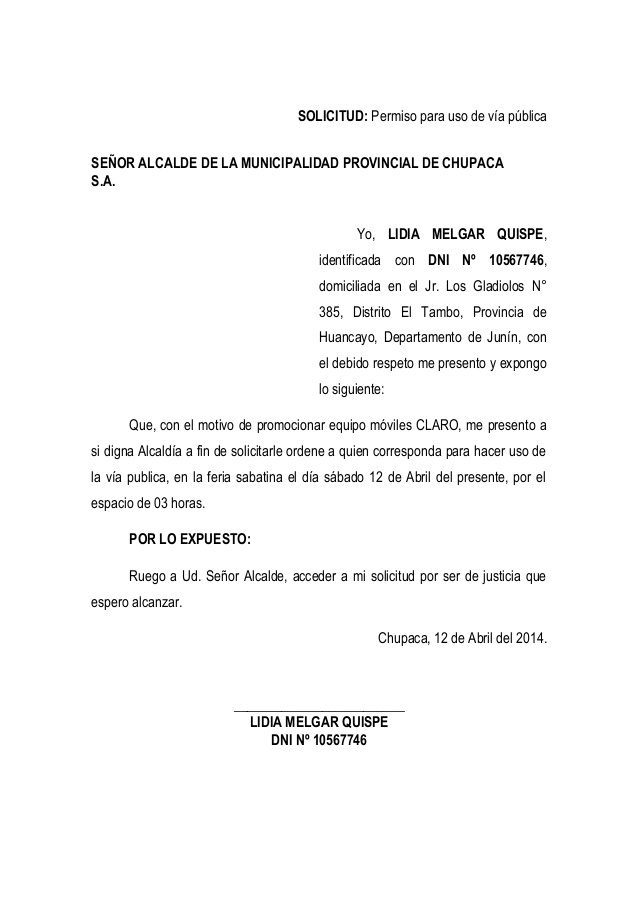 Formato de oficio de solicitud de permiso