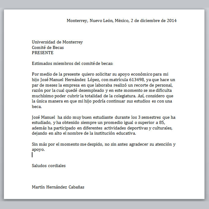 Solicitud de beca universitaria