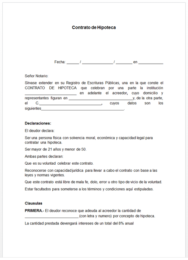 Contrato de garantia ejemplo