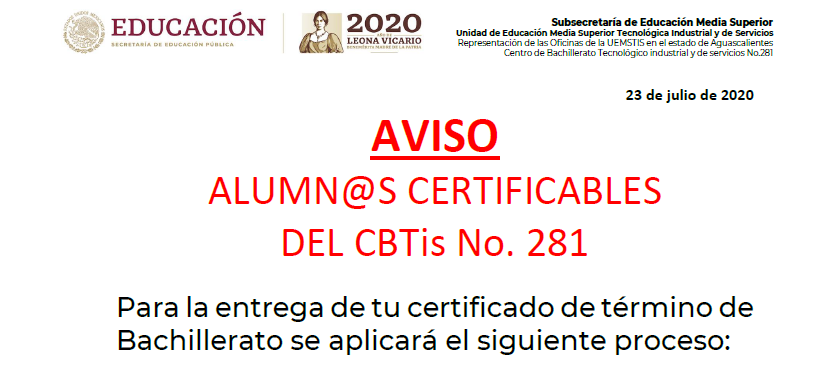 Certificado de bachillerato cbtis