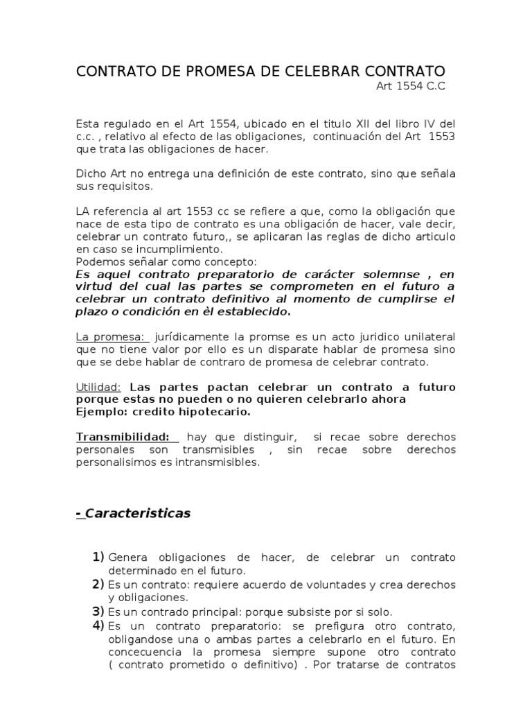 Requisitos del contrato de promesa