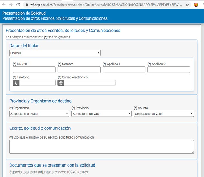 Envio solicitud de sellos