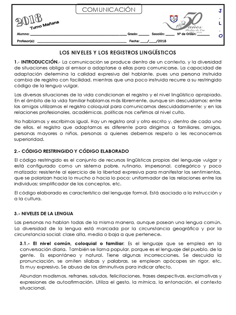 Que es el registro linguistico