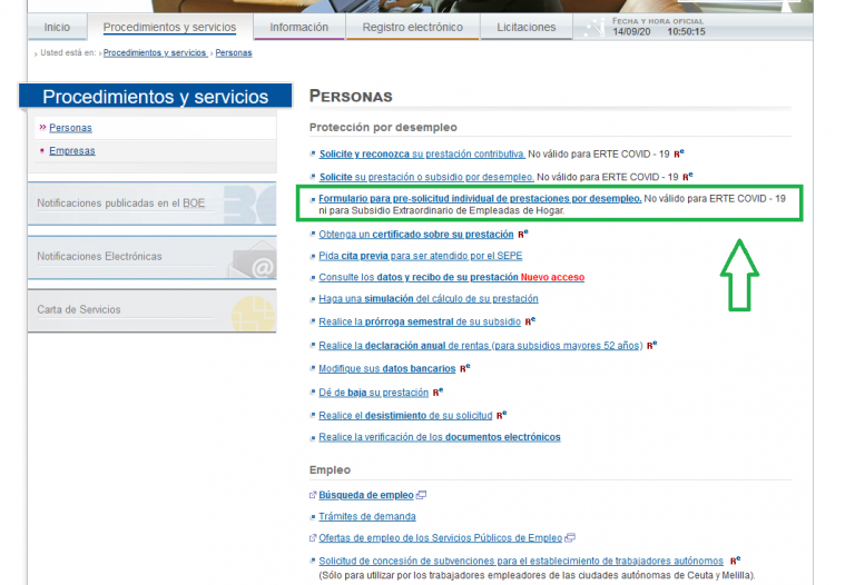 Pre solicitud de empleo