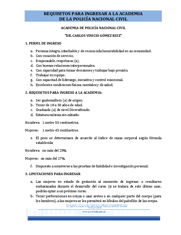 Requisitos para entrar ala policia