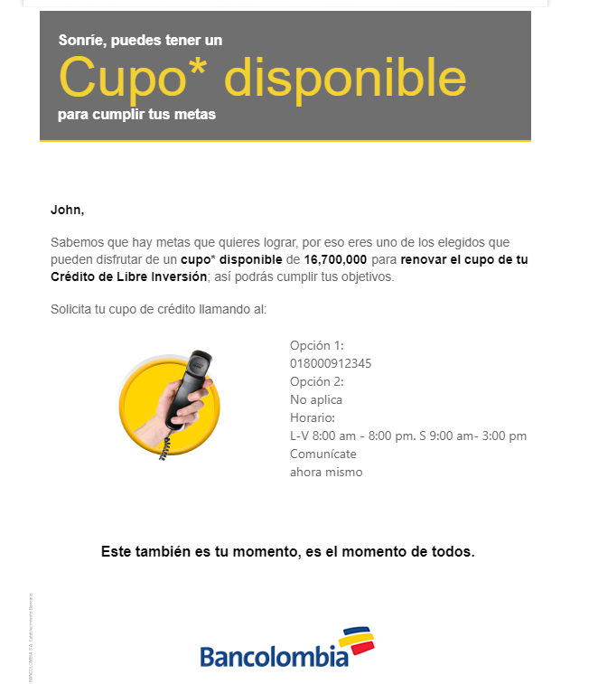 Prestamo libre inversion bancolombia
