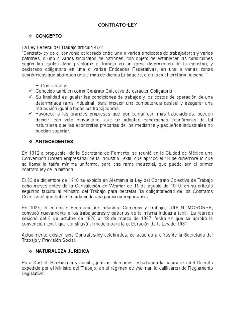 Ejemplos de contrato ley