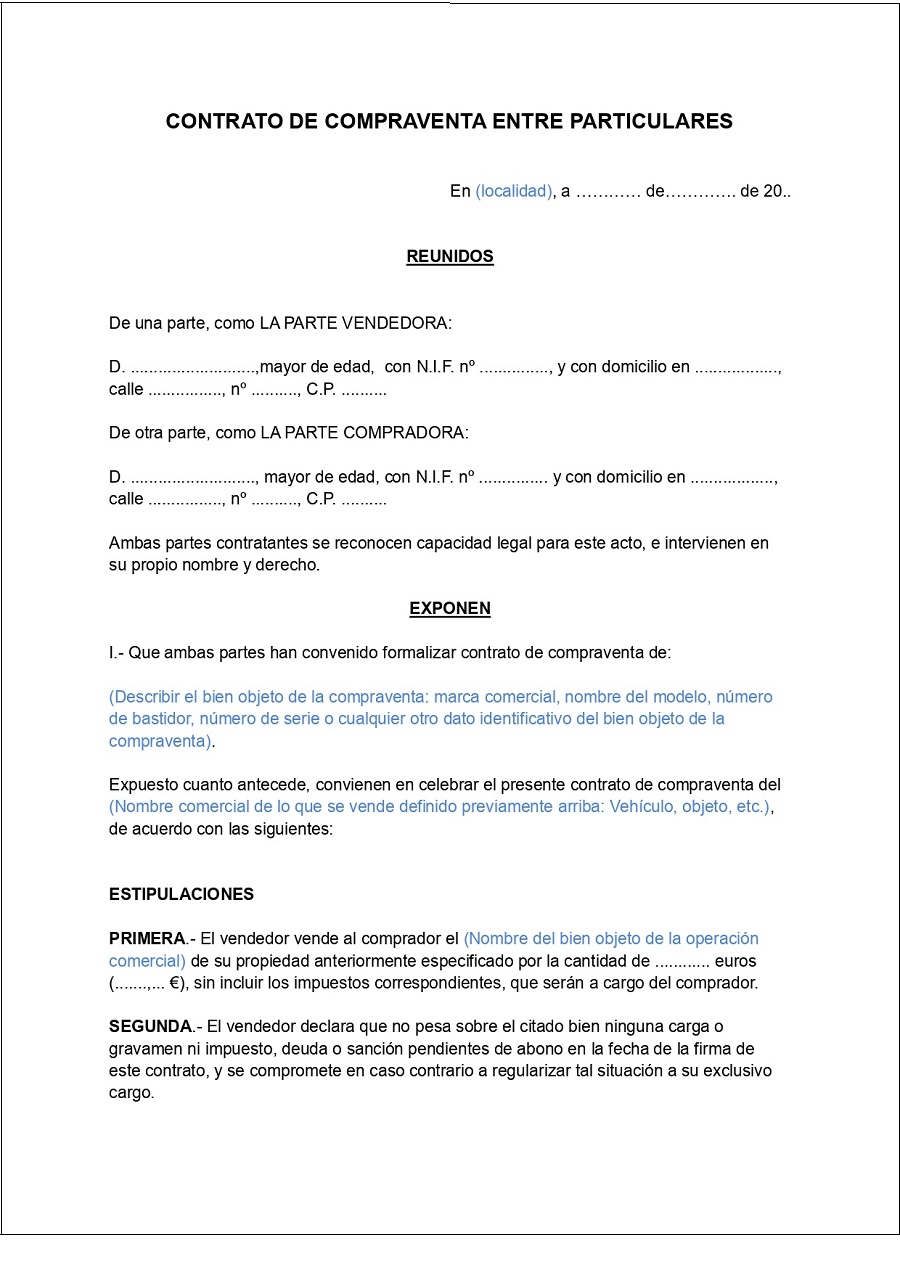 Formato de nulidad de contrato de compraventa