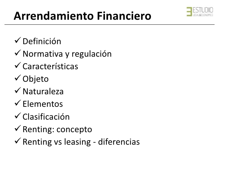 Elementos del contrato de arrendamiento financiero