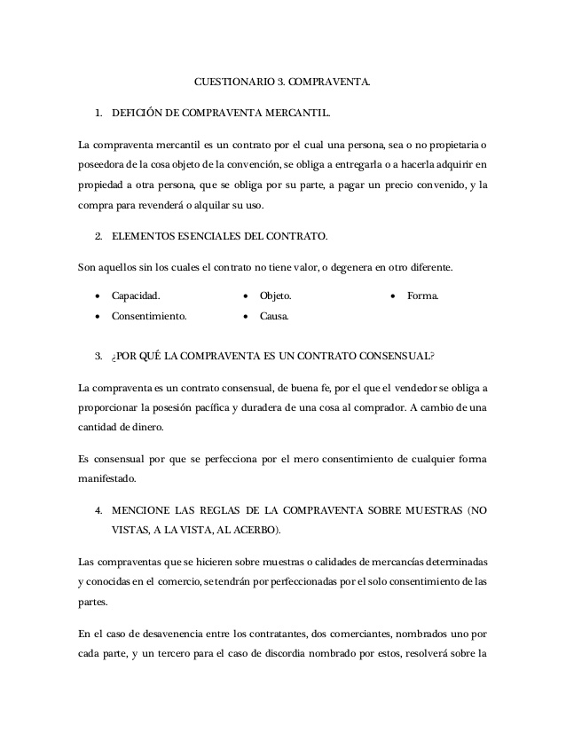 Contrato de compraventa mercantil ejemplo