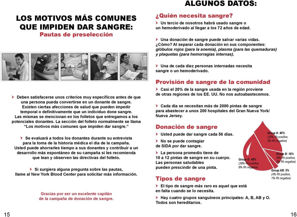 Carta para solicitar donantes de sangre