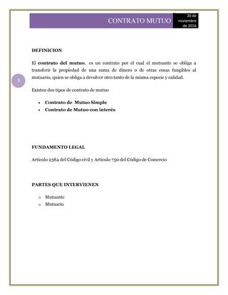 Definicion de contrato mutuo