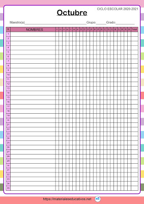 Registro de asistencia preescolar