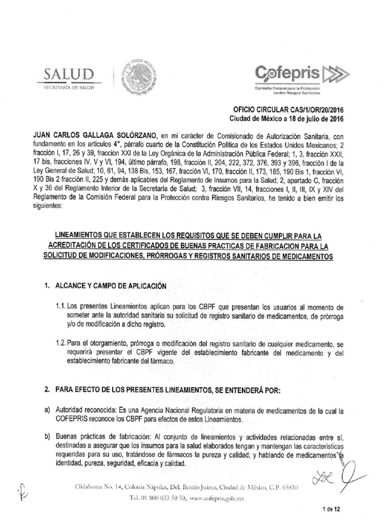 Certificado de buenas prácticas de fabricación cofepris