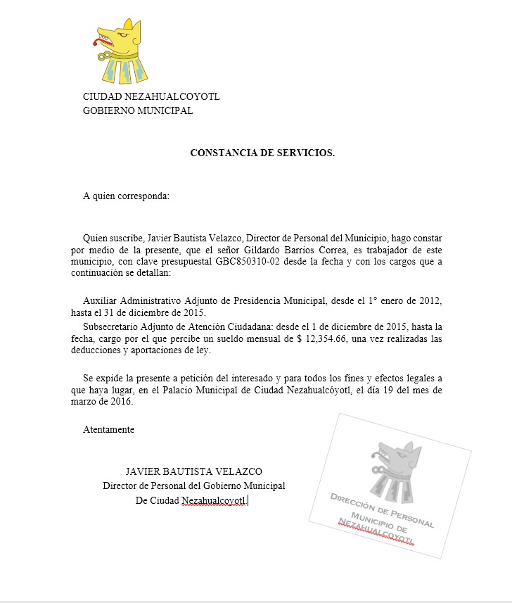 Certificacion laboral por prestacion de servicios