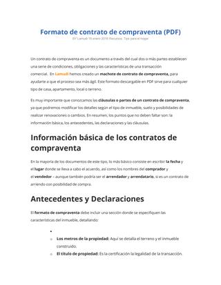 Contrato de compraventa de terreno