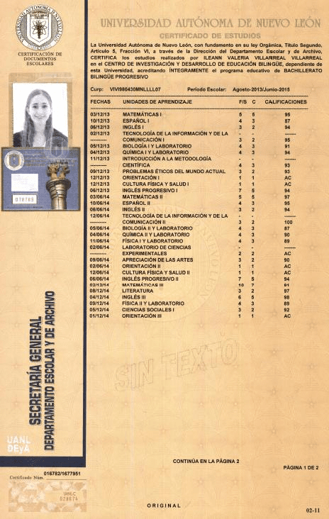 Certificado completo uanl