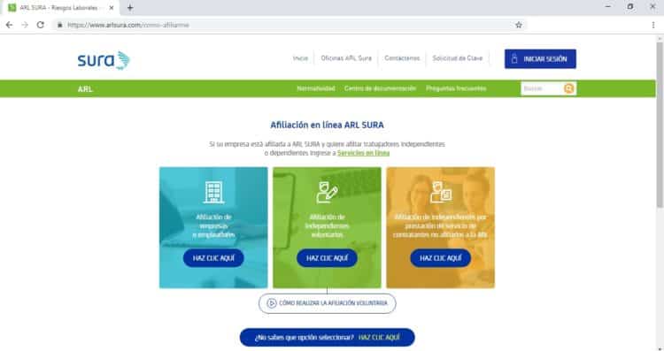Arl sura servicios en linea