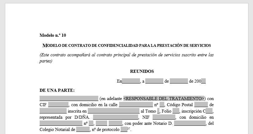 Contrato de confidencialidad formato