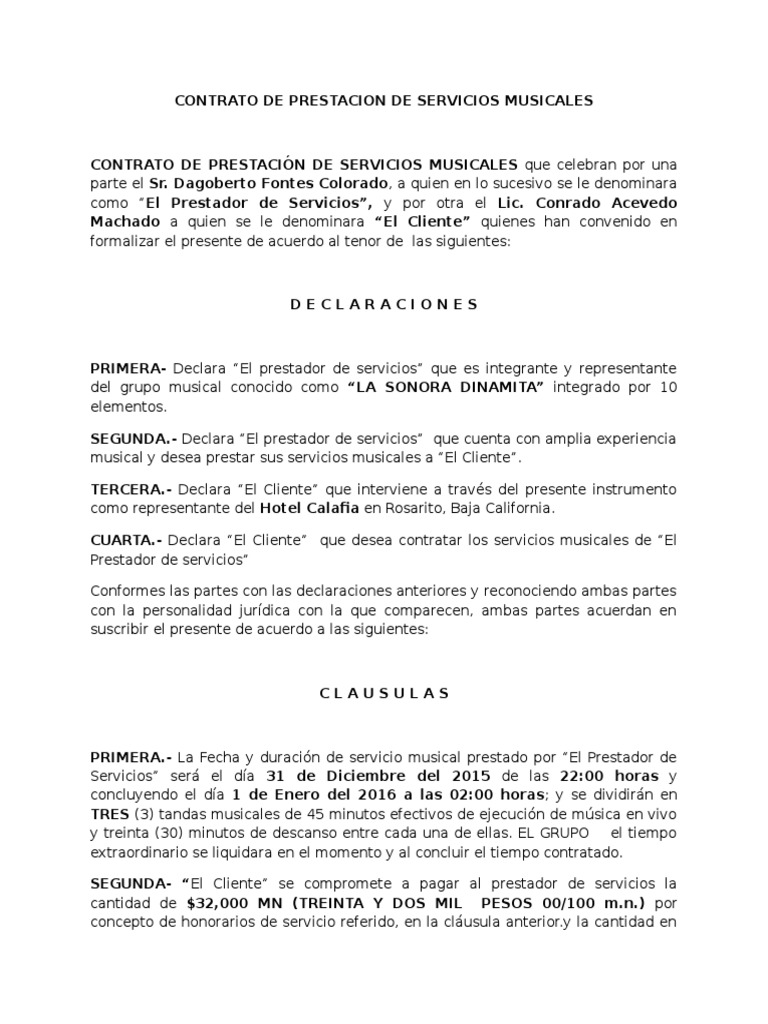 Contrato de prestador de servicios