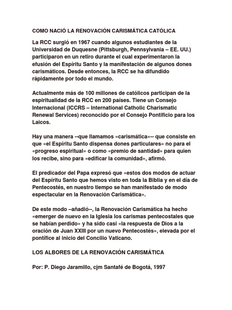 Renovacion carismatica catolica en el espiritu santo