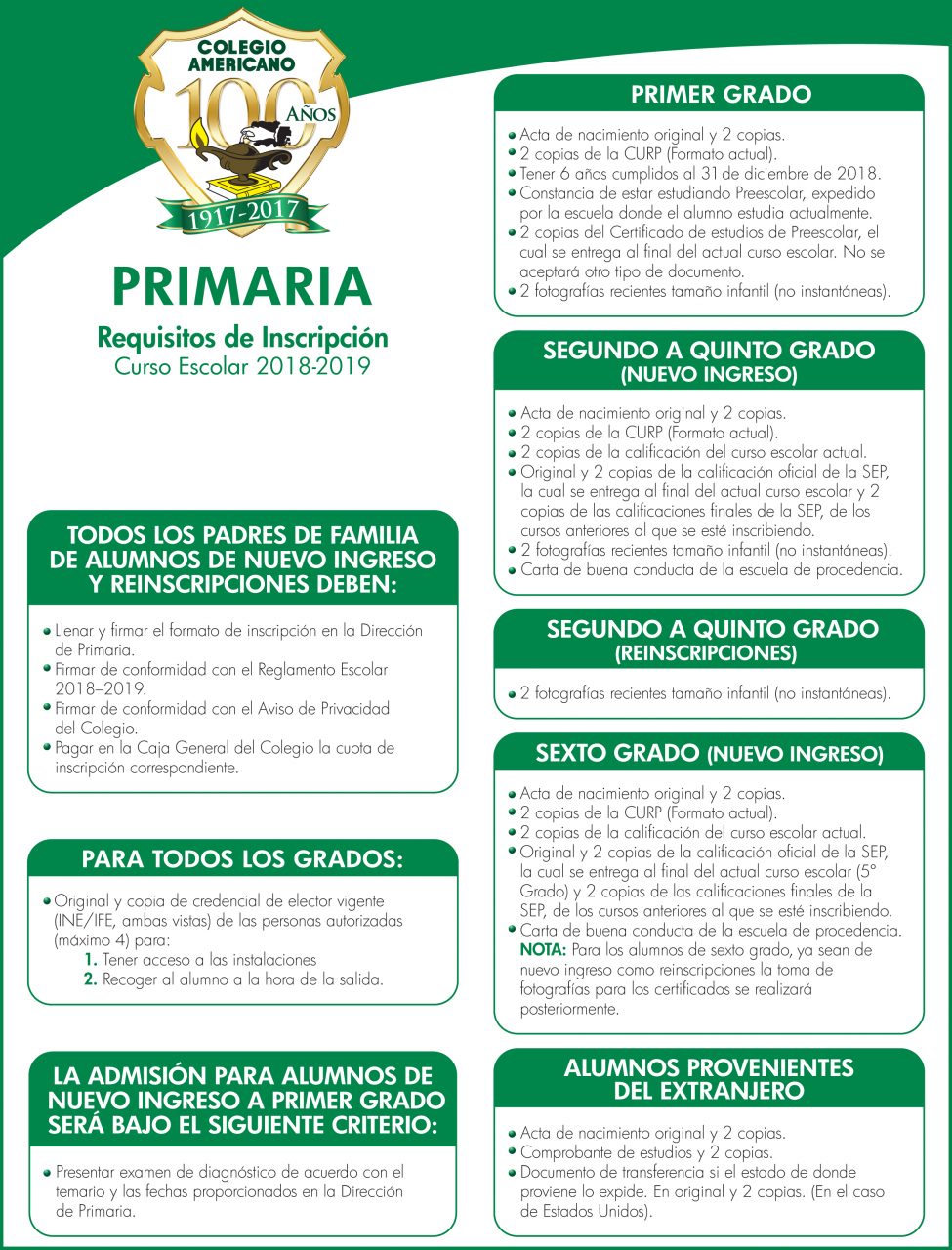 Requisitos de inscripcion