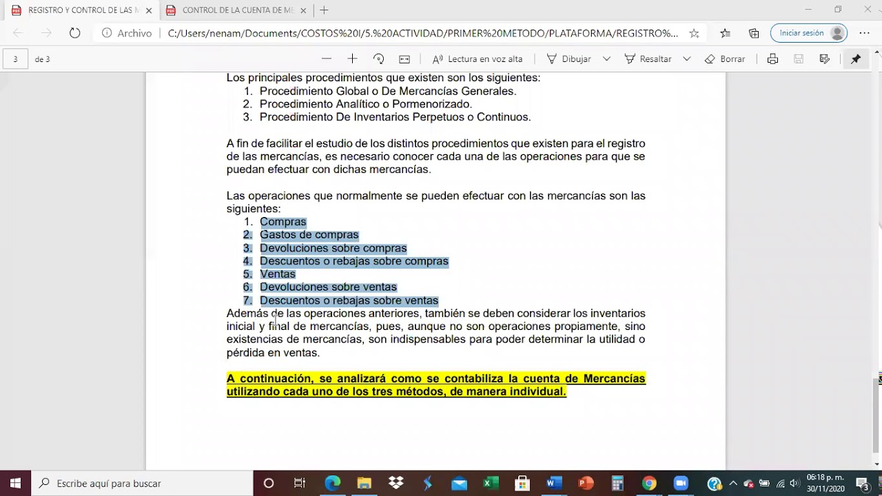 Registro y control de las operaciones de mercancías