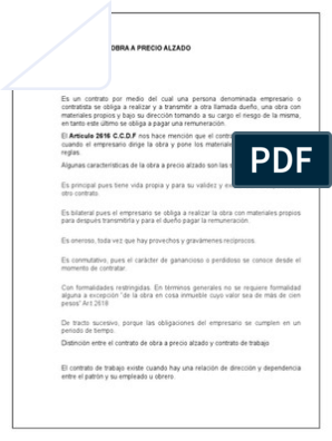 Contrato de obras a precio alzado