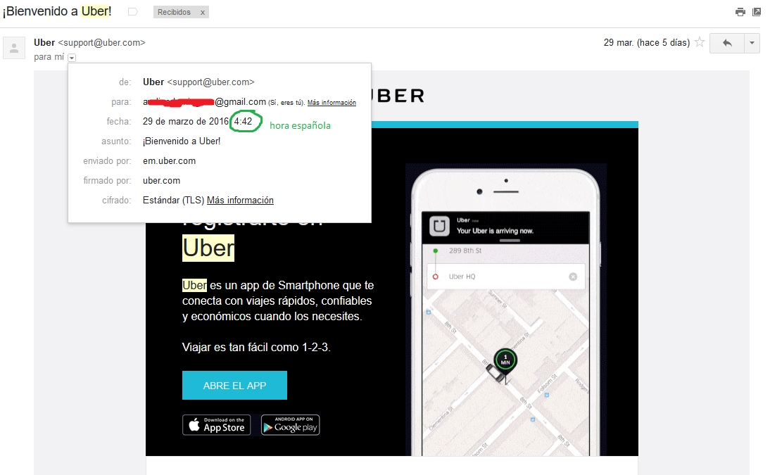 Uber fallo el proceso de registro