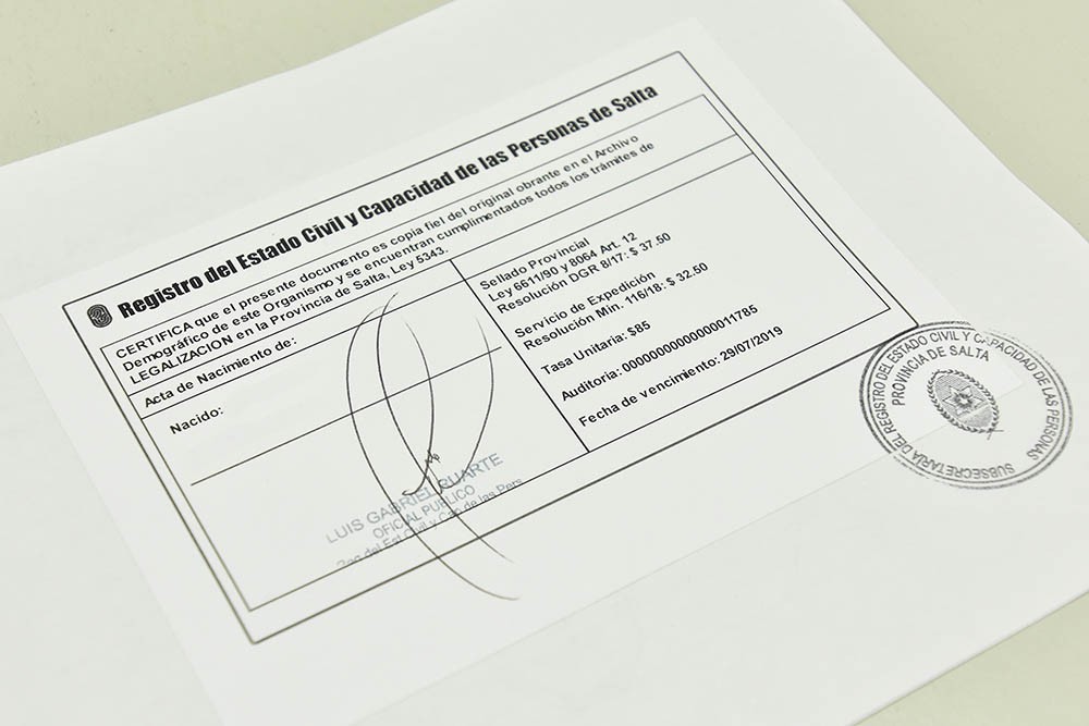 Formato de registro de nacimiento
