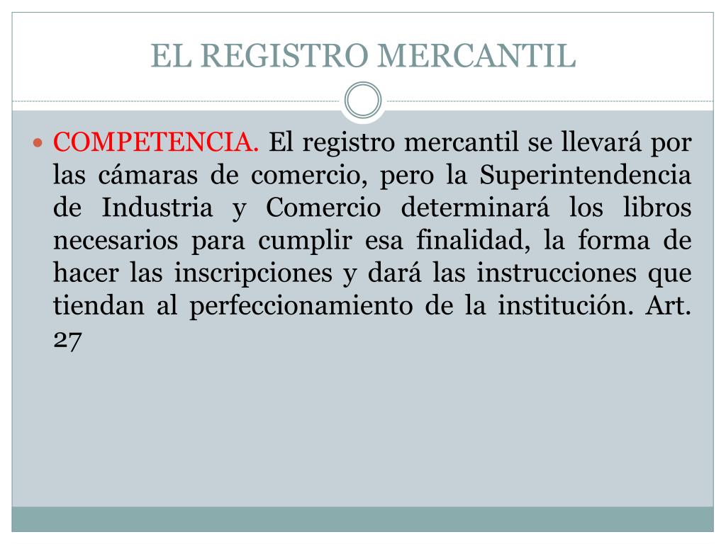 Que es el registro de comercio