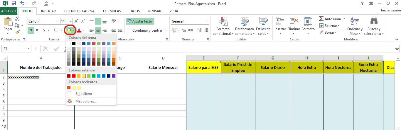 Como hacer una nomina en excel paso a paso