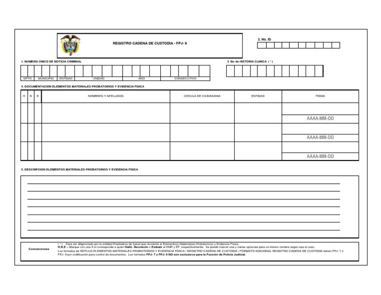 Registro de cadena de custodia