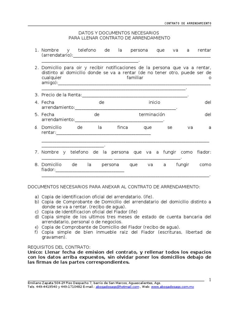 Como llenar un contrato