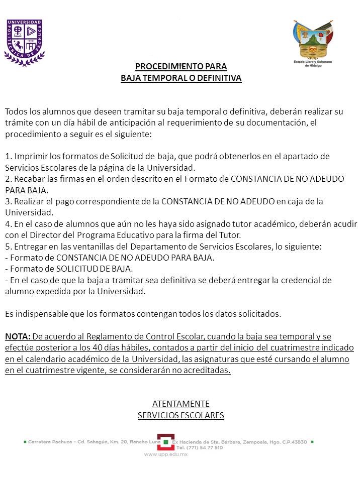 Solicitud de baja temporal