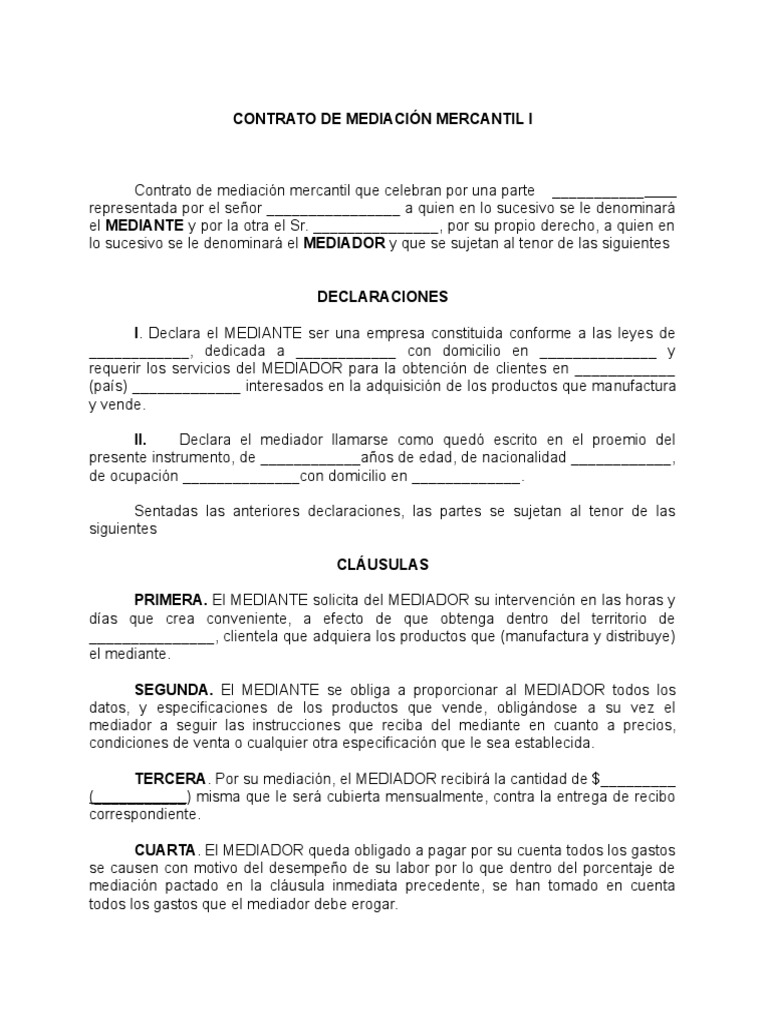Contrato de mediacion mercantil