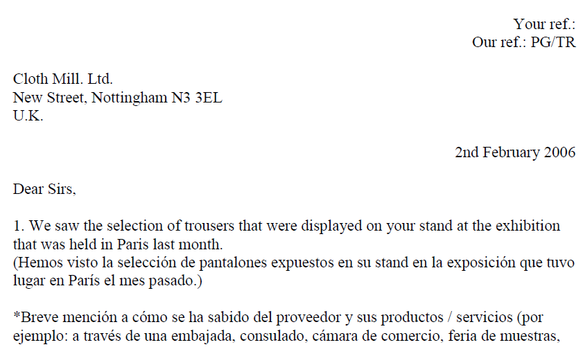 Ejemplo de solicitud de empleo en ingles