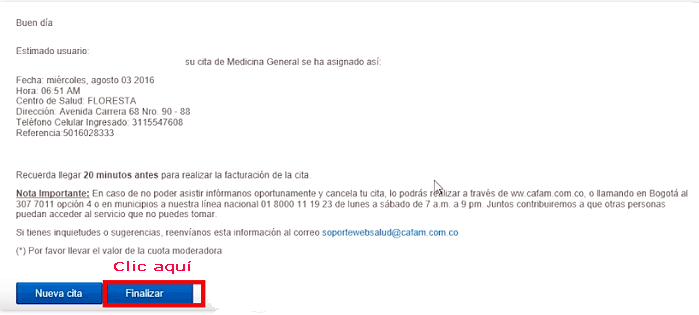 Citas medicas cafam telefono