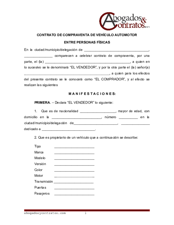 Contrato de compraventa formato