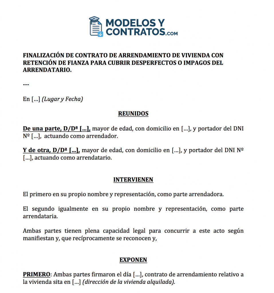 Aviso de terminacion de contrato de arrendamiento por parte del arrendador